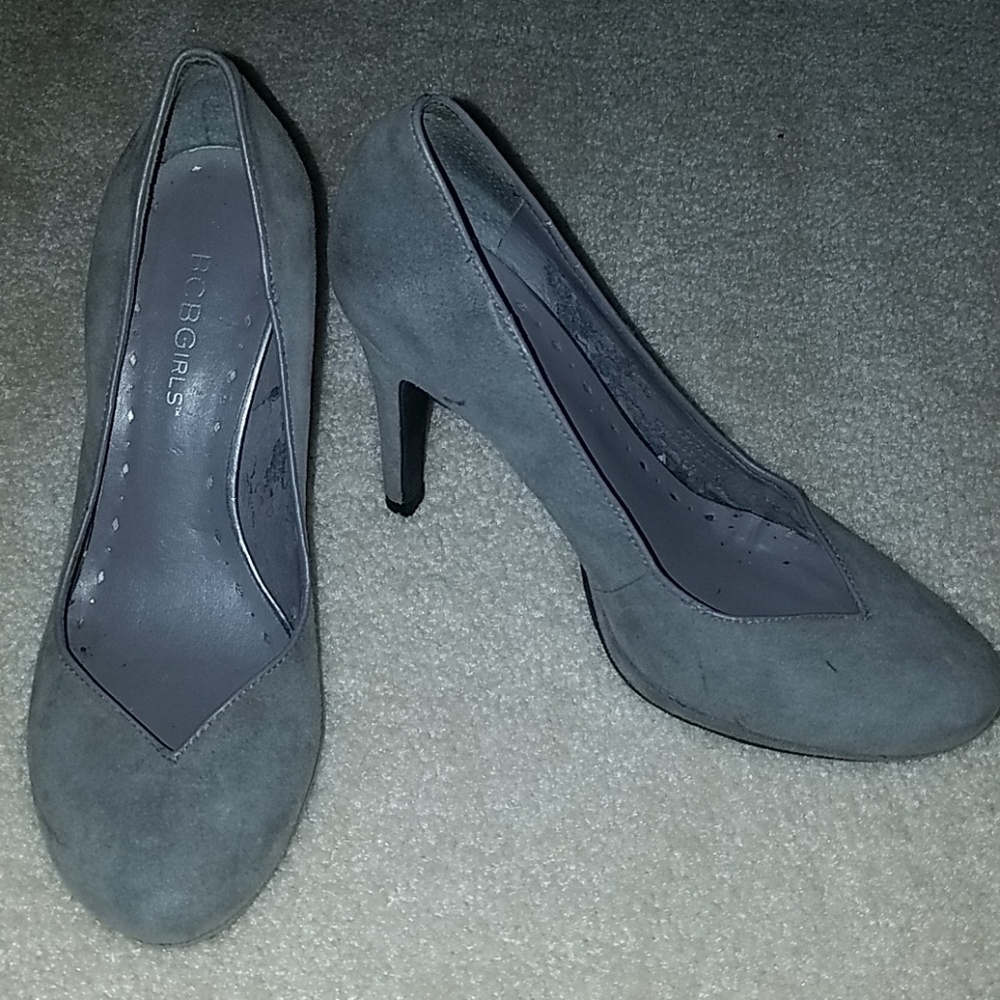 BCBGirls gray suede heels